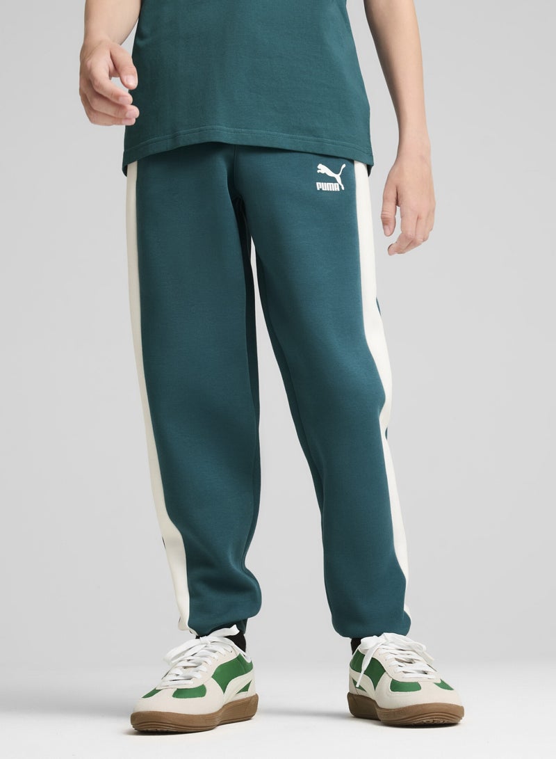 PUMA Iconic T7 Kids Boys Green Track Pants Youth - Image 1